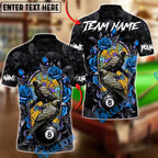 BlueJose Billiards 8-Ball Raven Rose Customized Name, Team Name 3D Shirt (4 Colors)