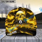 BlueJose Billiards Deadly Thunder Skull Personalized Name Cap (6 colors)