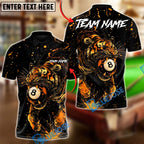 BlueJose Billiards 8-Ball Midnight Tiger Strike Customized Name, Team Name 3D Shirt (4 Colors)