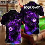 BlueJose Billiards 8-Ball Midnight Tiger Strike Customized Name, Team Name 3D Shirt (4 Colors)