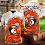 BlueJose Billiards 8-Ball Dragon Dominion Customized Name, Team Name 3D Shirt (6 Colors)