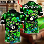 BlueJose Billiards  8-Ball Rose Crimson Serpent Customized Name, Team Name 3D Shirt (4 Colors)