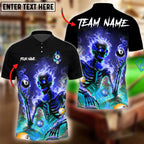 BlueJose Billiards Ball 8 Skeleton On Fire  Personalized Name Shirt (4 Colors)