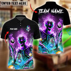 BlueJose Billiards Ball 8 Skeleton On Fire  Personalized Name Shirt (4 Colors)
