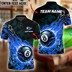 BlueJose Billiards Ball 8 Fireball Magic Personalized Name Shirt (4 Colors)