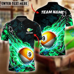 BlueJose Billiards Ball 9 Fireball Magic Personalized Name Shirt (4 Colors)