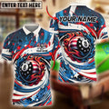 BlueJose Billiards Ball 8 American Flag Personalized Name, Team Name Unisex Shirt