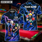 BlueJose Billiards 8 Ball Thunder Lightning Balls Design Personalized Name Shirt (4 Colors)