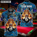 BlueJose Billiards 8 Ball Lion King Graffiti Pattern Personalized Name Shirt (4 Colors)