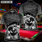 BlueJose Billiards Angry 8 Ball Pool Cartoon Design Customized Name, Team Name 3D Shirt (6 Colors)