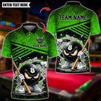 BlueJose Billiards Angry 8 Ball Pool Cartoon Design Customized Name, Team Name 3D Shirt (6 Colors)