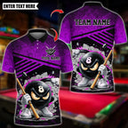 BlueJose Billiards Angry 8 Ball Pool Cartoon Design Customized Name, Team Name 3D Shirt (6 Colors)