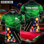 BlueJose Billiards Thunder Lightning 8 Ball Pool Design Personalized Name Shirt (4 Colors)