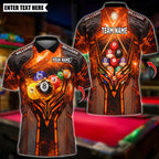BlueJose Billiards Flame Thunder 8 Ball Pool Lightning Billiard Design Personalized Name Shirt (4 Colors)