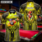 BlueJose Billiards Flame Thunder 8 Ball Pool Lightning Billiard Design Personalized Name Shirt (4 Colors)