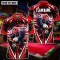 BlueJose Billiards Ball 8 Lightning Eagle USA Flag Personalized Name Shirt (4 Colors)