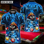 BlueJose Billiards Ball 8 Firefighter Flame Design Personalized Name Shirt (4 Colors)