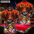 BlueJose Billiards Ball 8 Firefighter Flame Design Personalized Name Shirt (4 Colors)