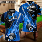 BlueJose Billiards Ball 8 Blazing Strike Personalized Name, Team Name Unisex Shirt (6 Colors)