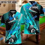 BlueJose Billiards Ball 8 Blazing Strike Personalized Name, Team Name Unisex Shirt (6 Colors)