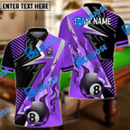 BlueJose Billiards Ball 8 Blazing Strike Personalized Name, Team Name Unisex Shirt (6 Colors)
