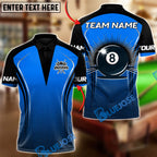 BlueJose Billiards Pro Eight Ball Warrior Customized Name, Team Name 3D Shirt (4 Colors)