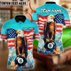 BlueJose Billiards 8 Ball Eagle Liberty Strike Personalized Name Shirt (4 Colors)