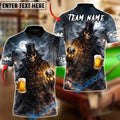 BlueJose Billiards 8 Ball Beer Dark Gentleman Skull Customized Name, Team Name 3D Shirt (6 Colors)
