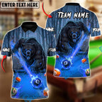 BlueJose Billiards Ball 8 Angry Bear Fire Personalized Name Shirt (4 Colors)