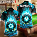 BlueJose Billiards Eight Ball Hellfire Customized Name, Team Name 3D Shirt (6 Colors)