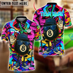 BlueJose Billiards Ball 8 Graffiti Swagger with Shades Personalized Name & Team Name Shirt (4 Colors)