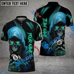 BlueJose Billiards Ball 8 Grim Reaper Skull Personalized Name Shirt (6 Colors)
