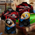BlueJose Billiards Ball 8&9 Fire Point Strike Personalized Name, Team Name Shirt (4 Colors)