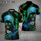 BlueJose Billiards Ball 8 Grim Reaper Skull Personalized Name Shirt (6 Colors)