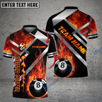 BlueJose Billiards Ball 8 Metal And Fire Personalized Name, Team Name Unisex Shirt (4 Colors)