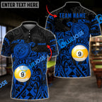 BlueJose Billiards Ball 9 Maori Turtle Personalized Name, Team Name Unisex Shirt ( 4 Colors )