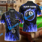BlueJose Billiards Ball 8 Burning Room Personalized Name, Team Name Unisex Shirt (4 Colors)