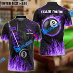 BlueJose Billiards Ball 8 Burning Room Personalized Name, Team Name Unisex Shirt (4 Colors)