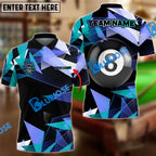 BlueJose Billiards Ball 8 Colorful Glass Personalized Name, Team Name Shirt (4 Colors)