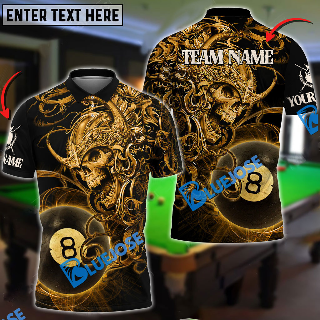 BlueJose Billiards Ball 8 Viking Skull Warrior Personalized Name, Team Name Unisex Shirt (2 Colors)