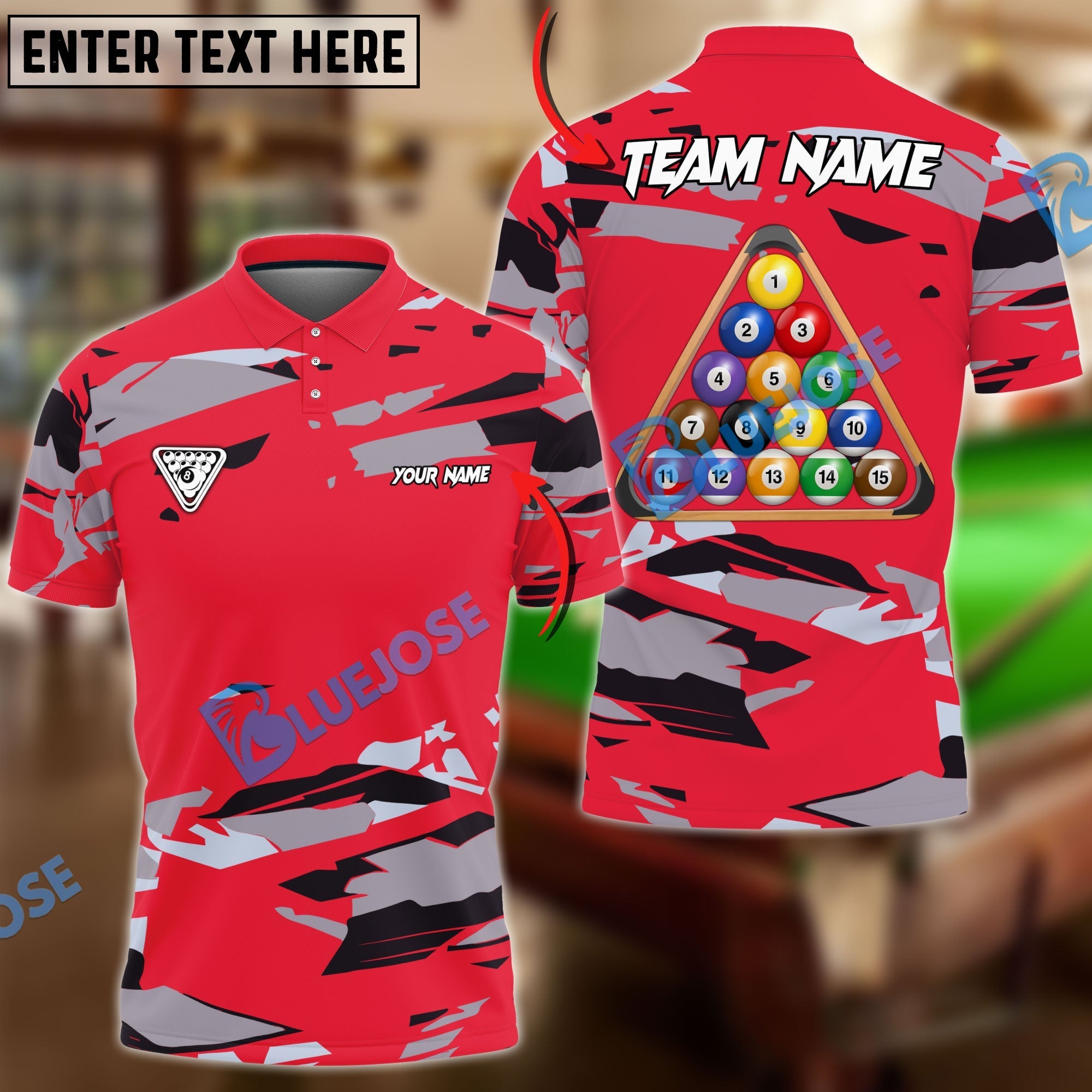 BlueJose Billiards Ball 8 Road To Champion Personalized Name Shirt (4 Colors)