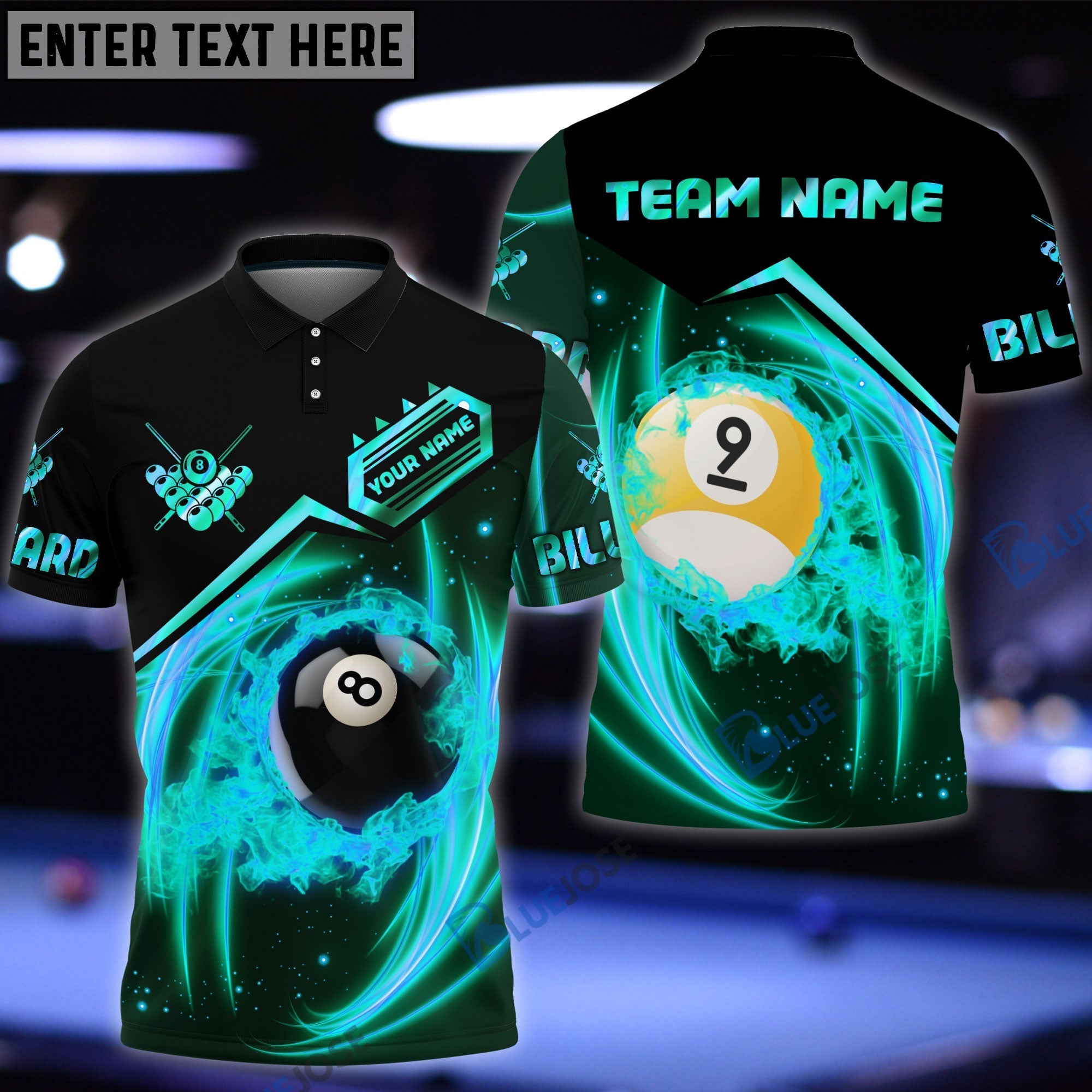 BlueJose Rock Strike Billiard Personalized Name, Team Name Unisex Shirt