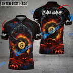 BlueJose Billiards Ball 8 Skull & Dragon Fight Personalized Name, Team Name Shirt (4 Colors)