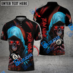 BlueJose Billiards Ball 8 Grim Reaper Skull Personalized Name Shirt (6 Colors)