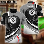 BlueJose Billiards Ball 8 Player Gray Personalized Name, Team Name 3D Shirt