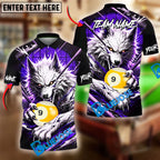BlueJose Billiards 9 Ball Bloody Wolf Personalized Name, Team Name Unisex Shirt ( 4 Colors )