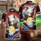 BlueJose Billiards 9 Ball Bloody Wolf Personalized Name, Team Name Unisex Shirt ( 4 Colors )