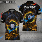 BlueJose Billiards Ball 8 Skull & Dragon Fight Personalized Name, Team Name Shirt (4 Colors)