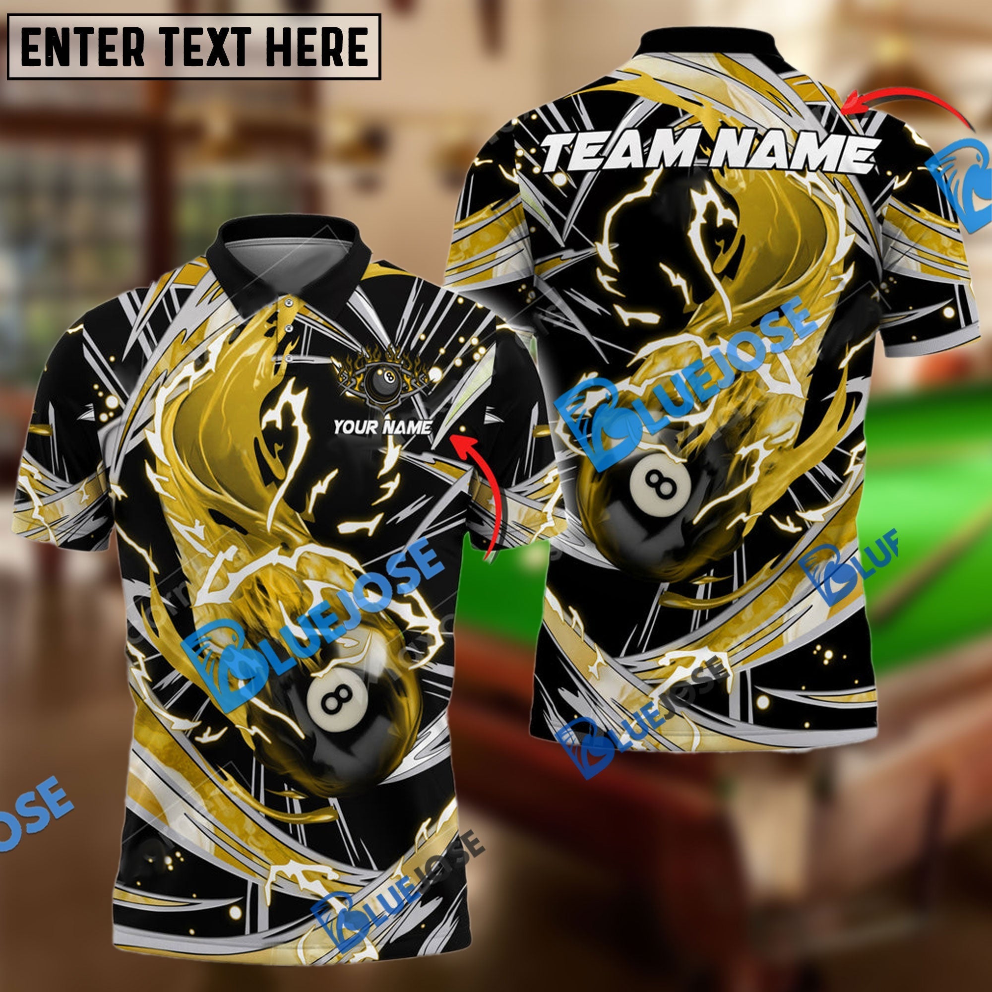 BlueJose Billiards Ball 8 Flame Thunder Wind Aura Personalized Shirt (6 Colors)